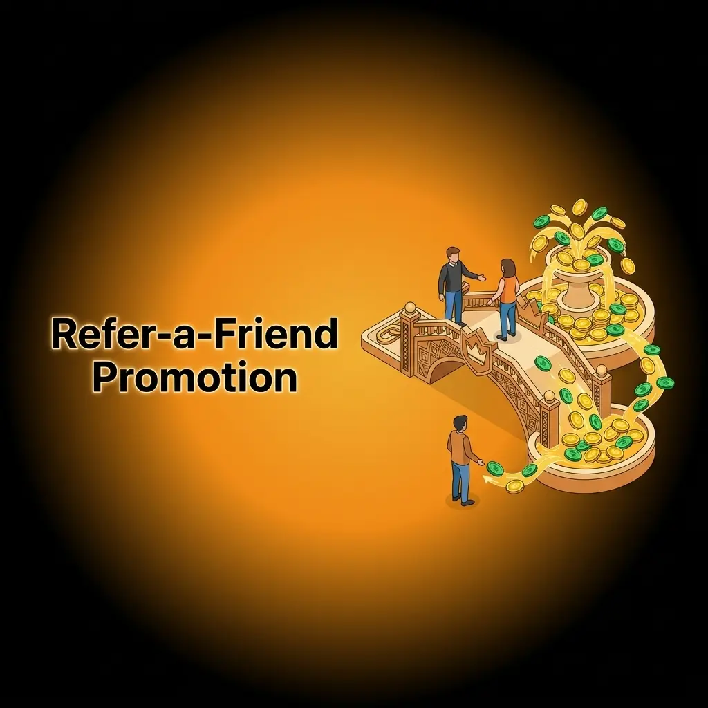 Crown Coins Casino Refer-a-Friend promotion rewarding players with bonus coins for successful referrals