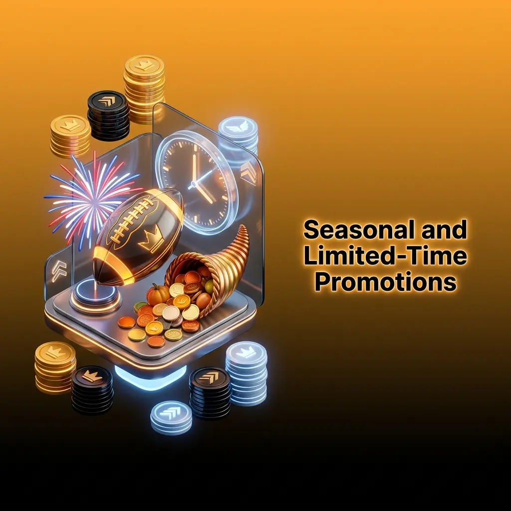 Crown Coins Casino seasonal promotions offering bonus Sweeps Coins for US holidays like Super Bowl and Thanksgiving