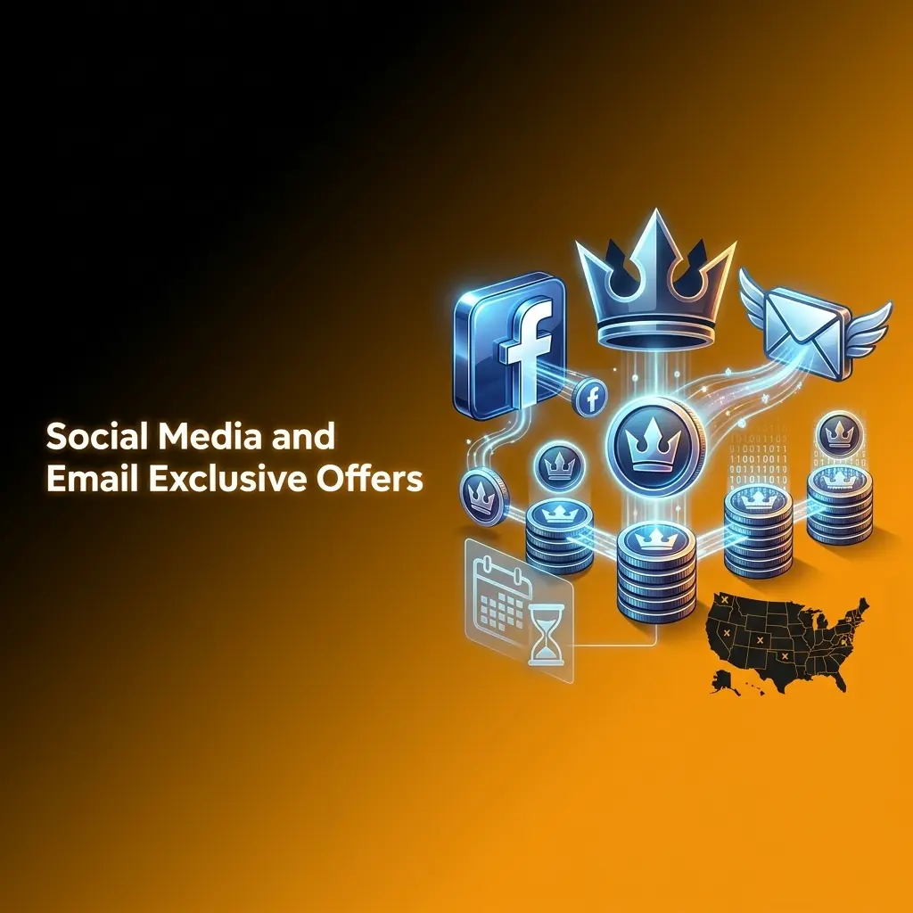 Crown Coins Casino social media and email exclusive bonus offers with free coin codes for registered US players