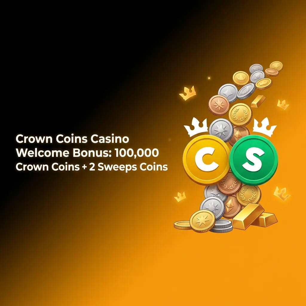 Crown Coins Casino welcome bonus offering 100,000 Crown Coins and 2 Sweeps Coins free with no deposit required