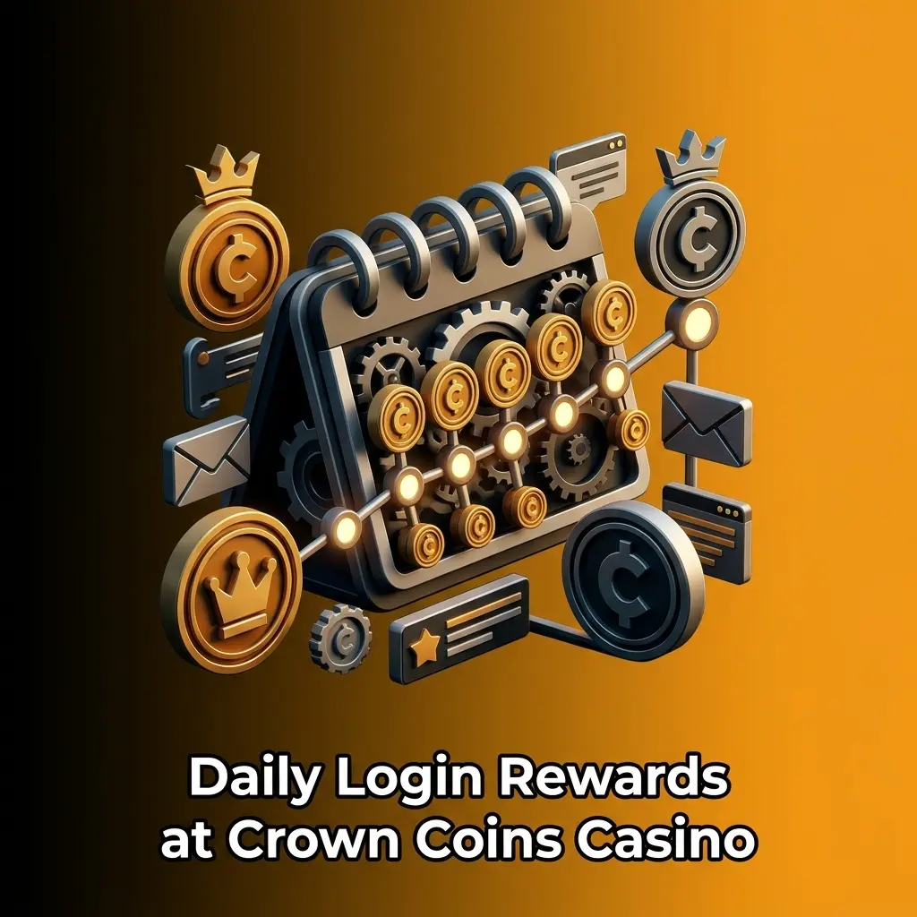 Crown Coins Casino daily login rewards dashboard showing free Crown Coins and Sweeps Coins bonus milestones