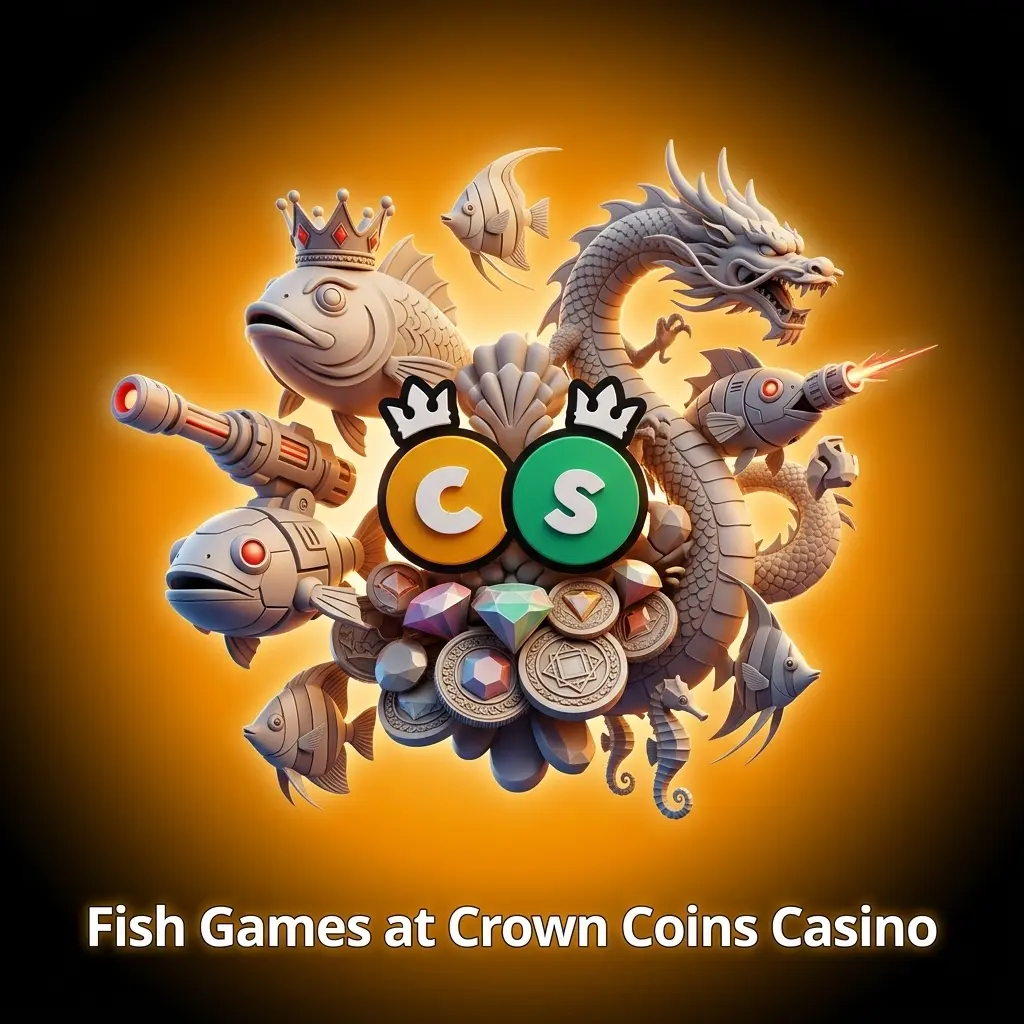 Colorful fish shooting arcade game at Crown Coins Casino with sea creatures and coin payouts on screen