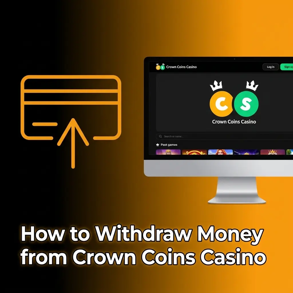 Crown Coins Casino withdrawal process showing Sweeps Coins redemption steps and payment method options