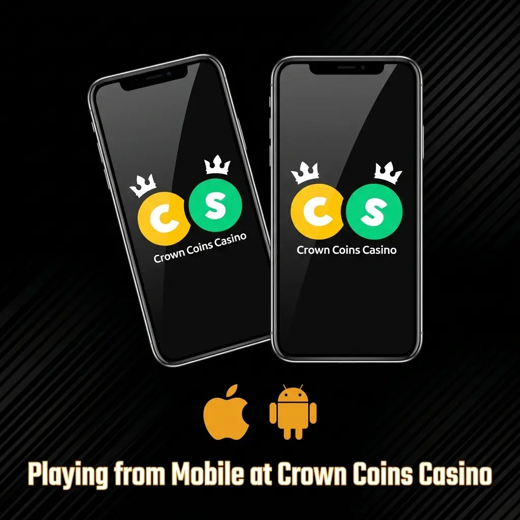 Crown Coins Casino mobile play on iOS and Android browser with full game library access on smartphone or tablet