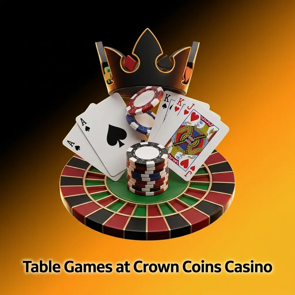 Crown Coins Casino table games including roulette, blackjack, baccarat, video poker, and Casino Hold'em for US players