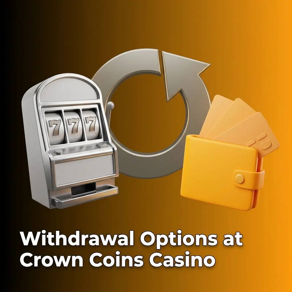 Crown Coins Casino withdrawal options showing Visa, Mastercard, Discover, Amex, and Skrill with USD 45 minimum
